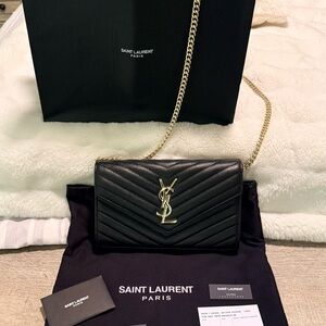 Saint Laurent Black Chevron Crossbody Bag